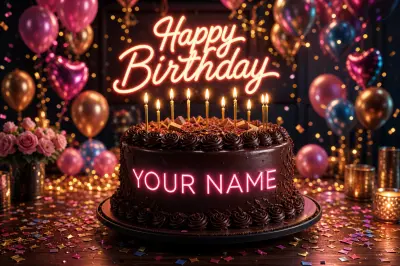 3D Glowing Birthday Cake with Name Prompt