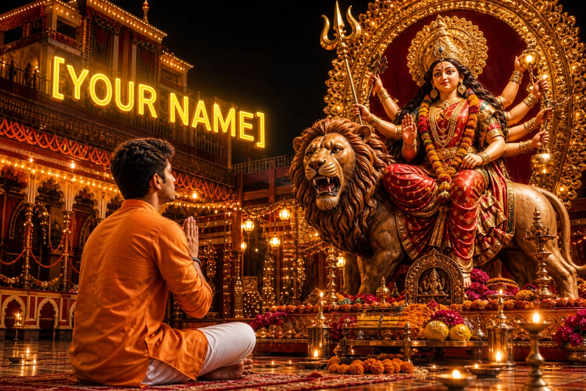 Mata Rani 3D Name Avatar Prompt (Navratri Special)