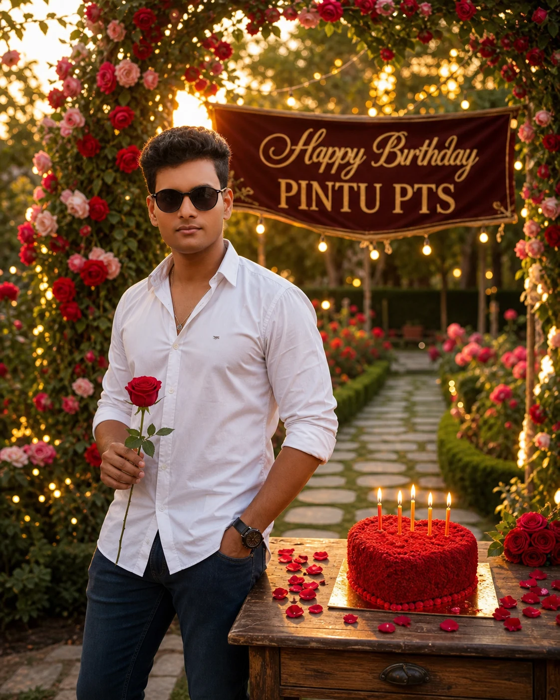 AI Romantic Birthday Photo Prompt – Rose Garden Theme Free