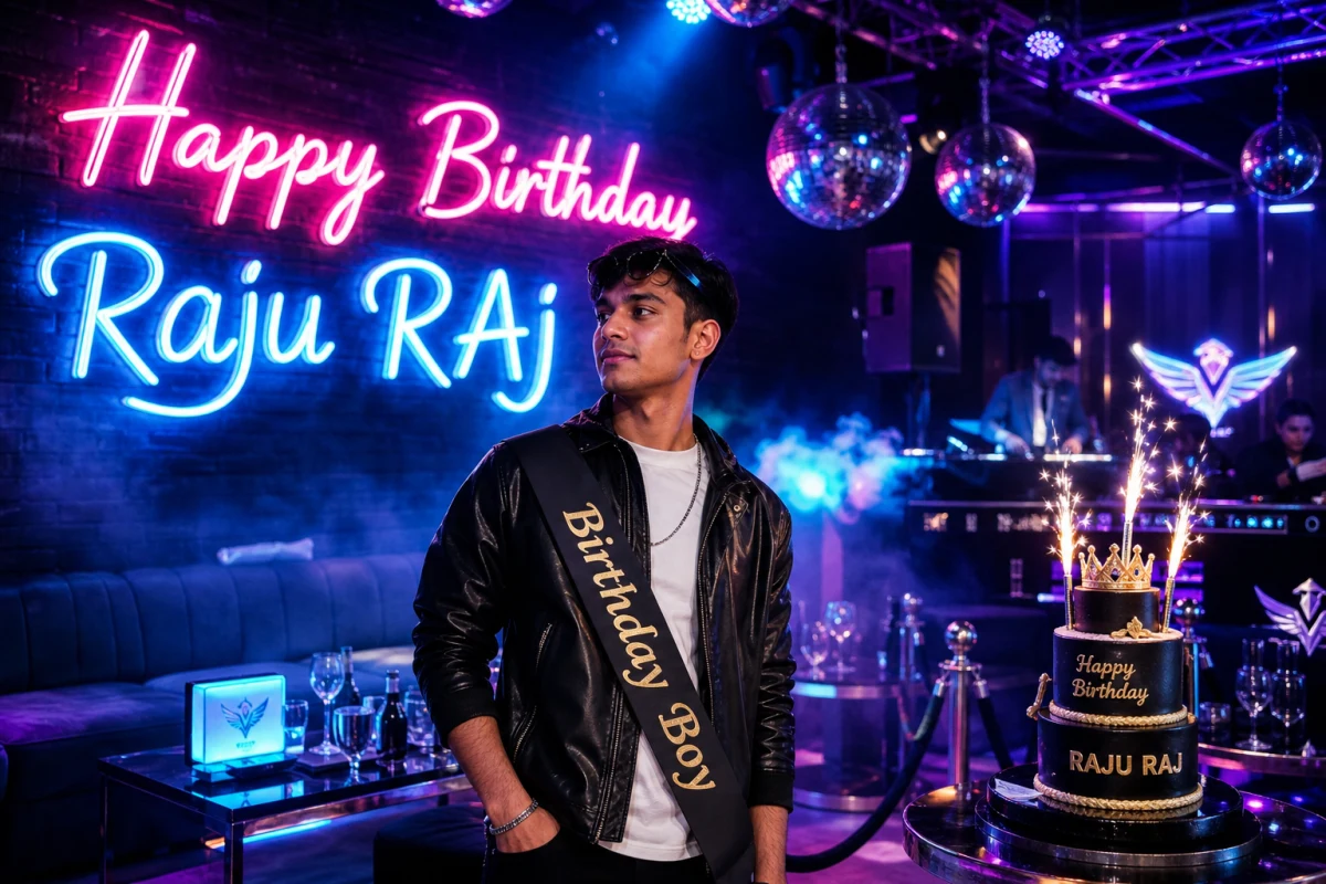 AI Neon Night Party Birthday Photo Prompt – Glow Theme Free