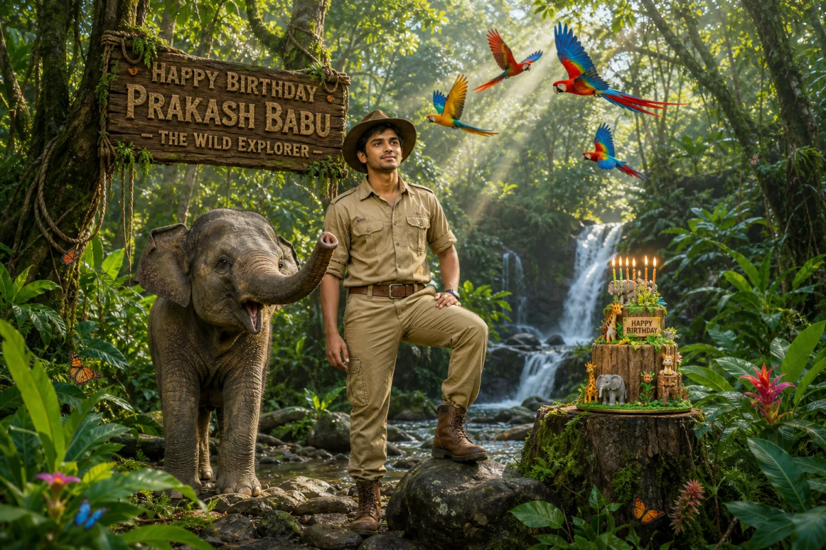 AI Jungle Adventure Birthday Photo Prompt – Wild Safari Theme
