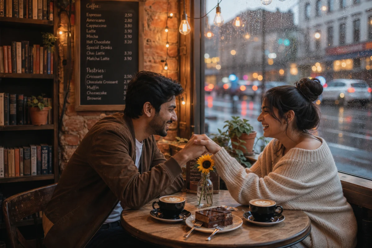 AI Cute Cafe Date Couple Photo Prompt – Modern Love Theme