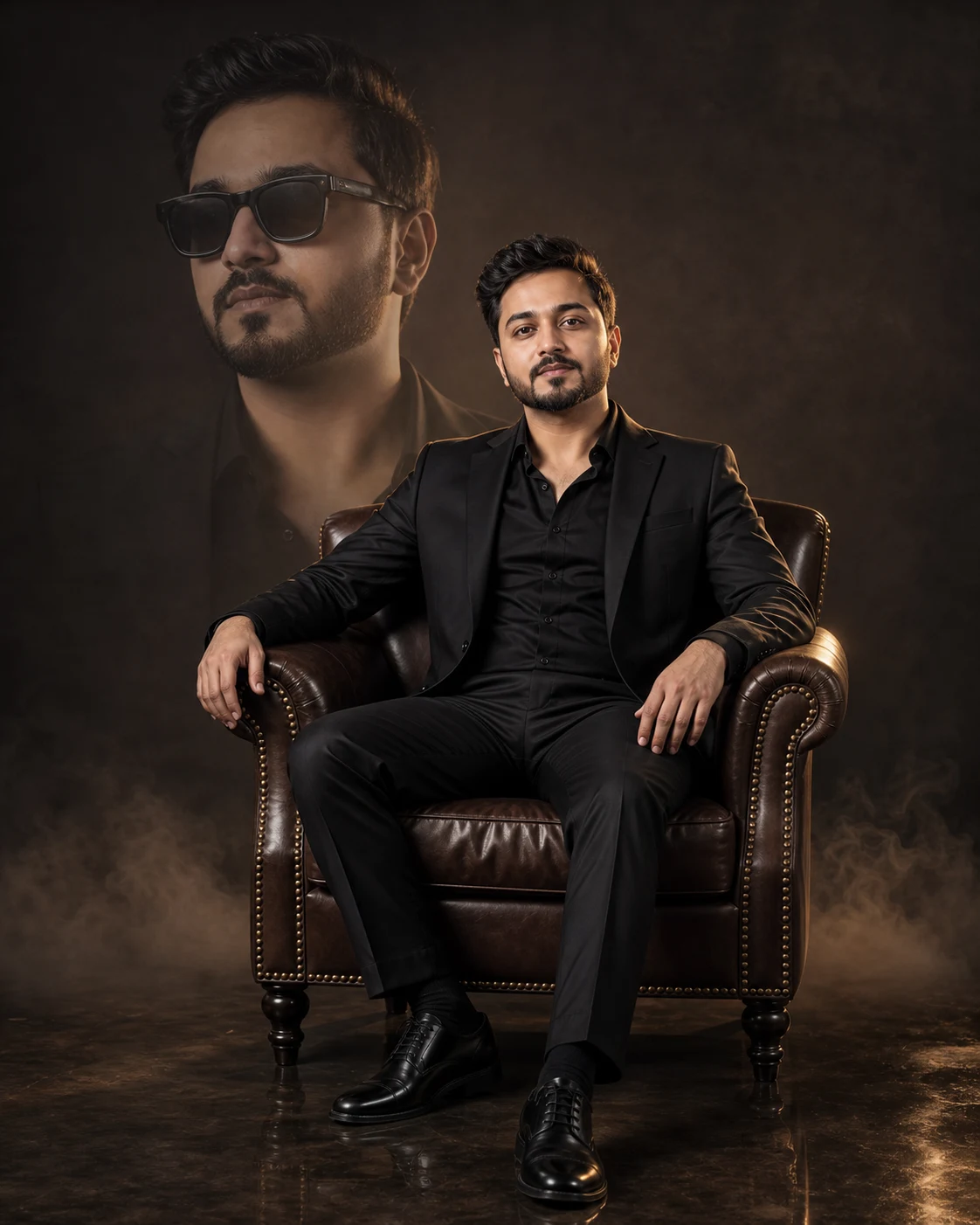 Black Suit Luxury Chair AI Photo Prompt for Boys