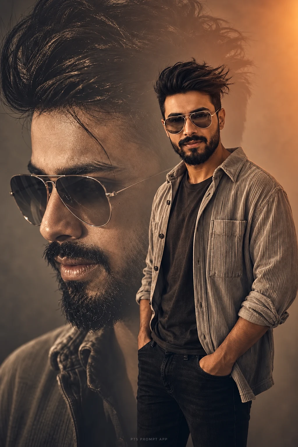 Cinematic Brown Double Portrait – Boys AI Photo Editing Prompt