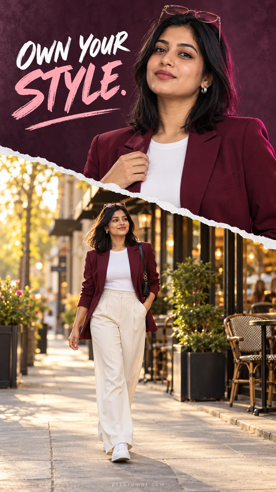 Stylish Torn Paper Collage for Girls – AI Photo Editing Prompt