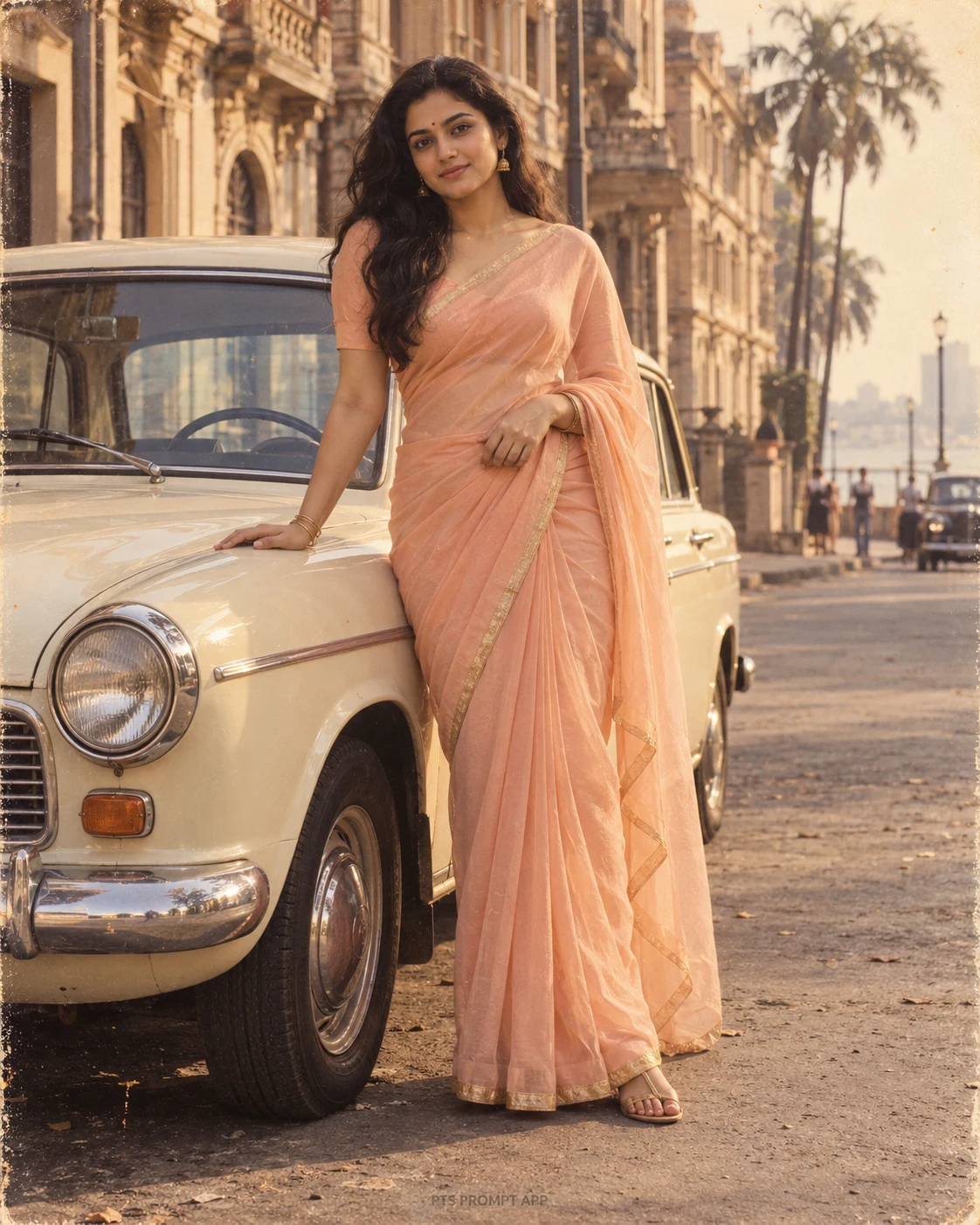 Retro Bollywood Saree Portrait for Girls – Vintage AI Photo Editing Prompt