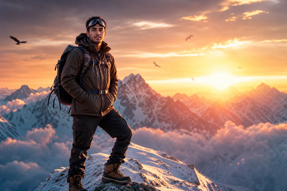 Mountain Adventure AI Photo Editing Prompt for Boys
