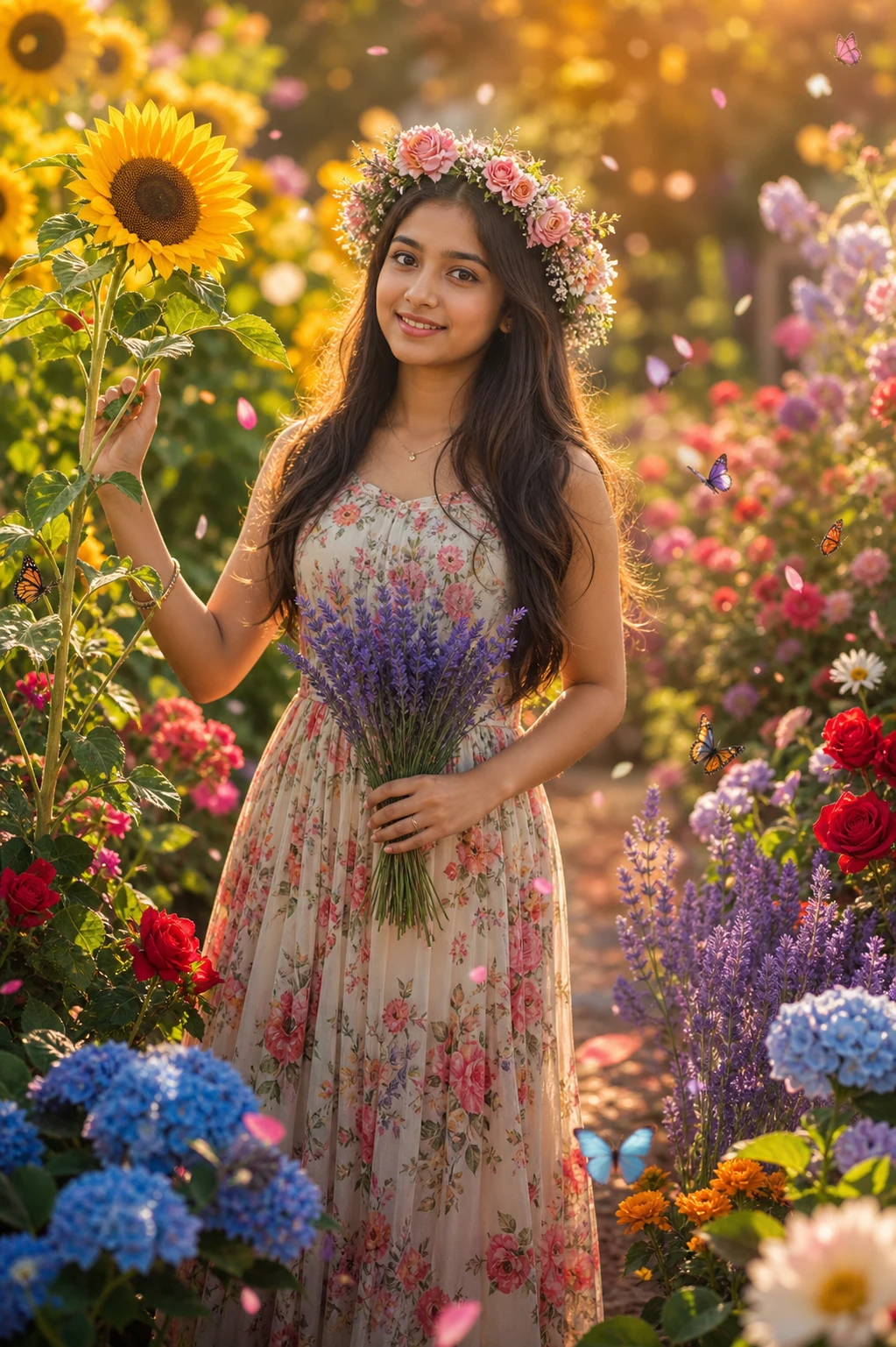 Flower Garden Portrait AI Photo Editing Prompt for Girls